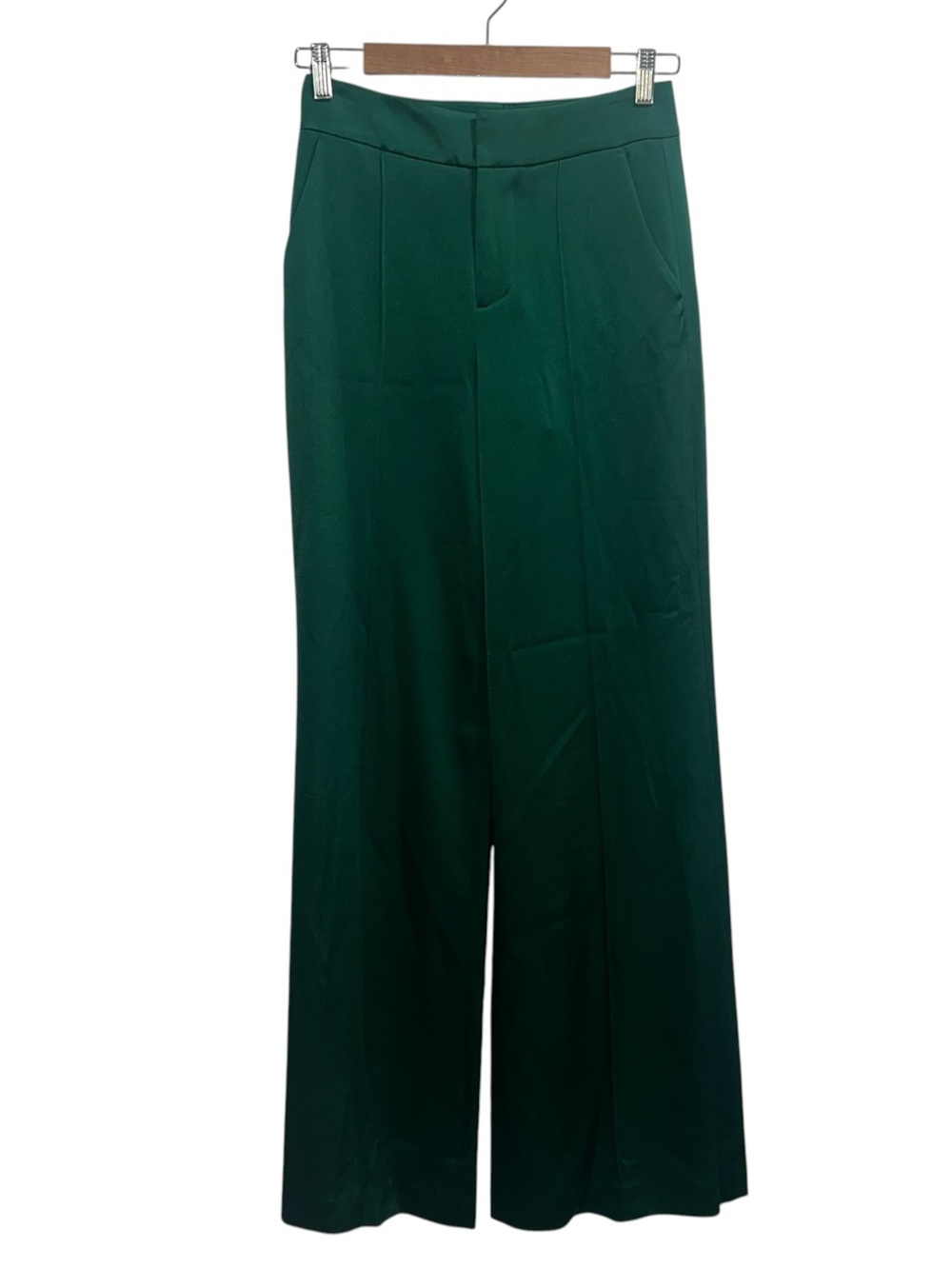 NEW NWT Alice + Olivia Dylan Satin Wide Leg Pants In Forest Green - Picture 4 of 13